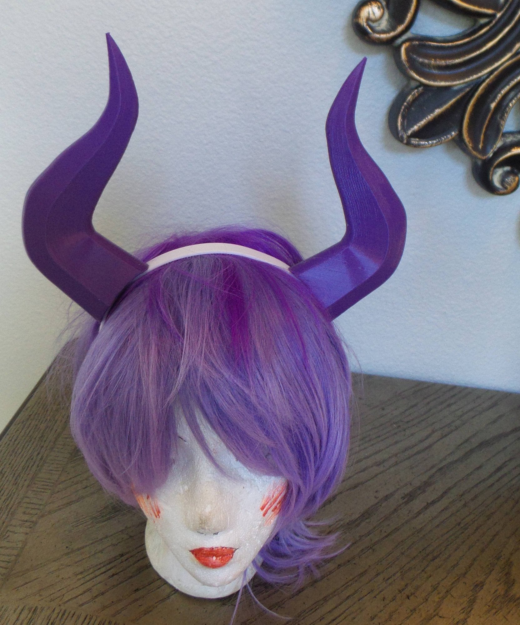 Mt Lady inspired Matador-Bull-horns-purple 3D printed light and seamless headband comic-con cosplay horns - Mud And Majesty