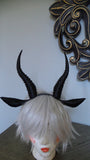 Gazelle horned headband with ears combo Elvish Larp headdress black animal horns 3D print - Mud And Majesty