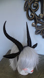 Gazelle horned headband with ears combo Elvish Larp headdress black animal horns 3D print - Mud And Majesty