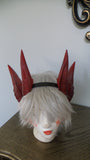 Deanerys Dragon inspired 3d printed Double set horns on headband red costume addition dragon ears four horned beast set lizzard horns - Mud And Majesty