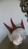 Deanerys Dragon inspired 3d printed Double set horns on headband red costume addition dragon ears four horned beast set lizzard horns - Mud And Majesty