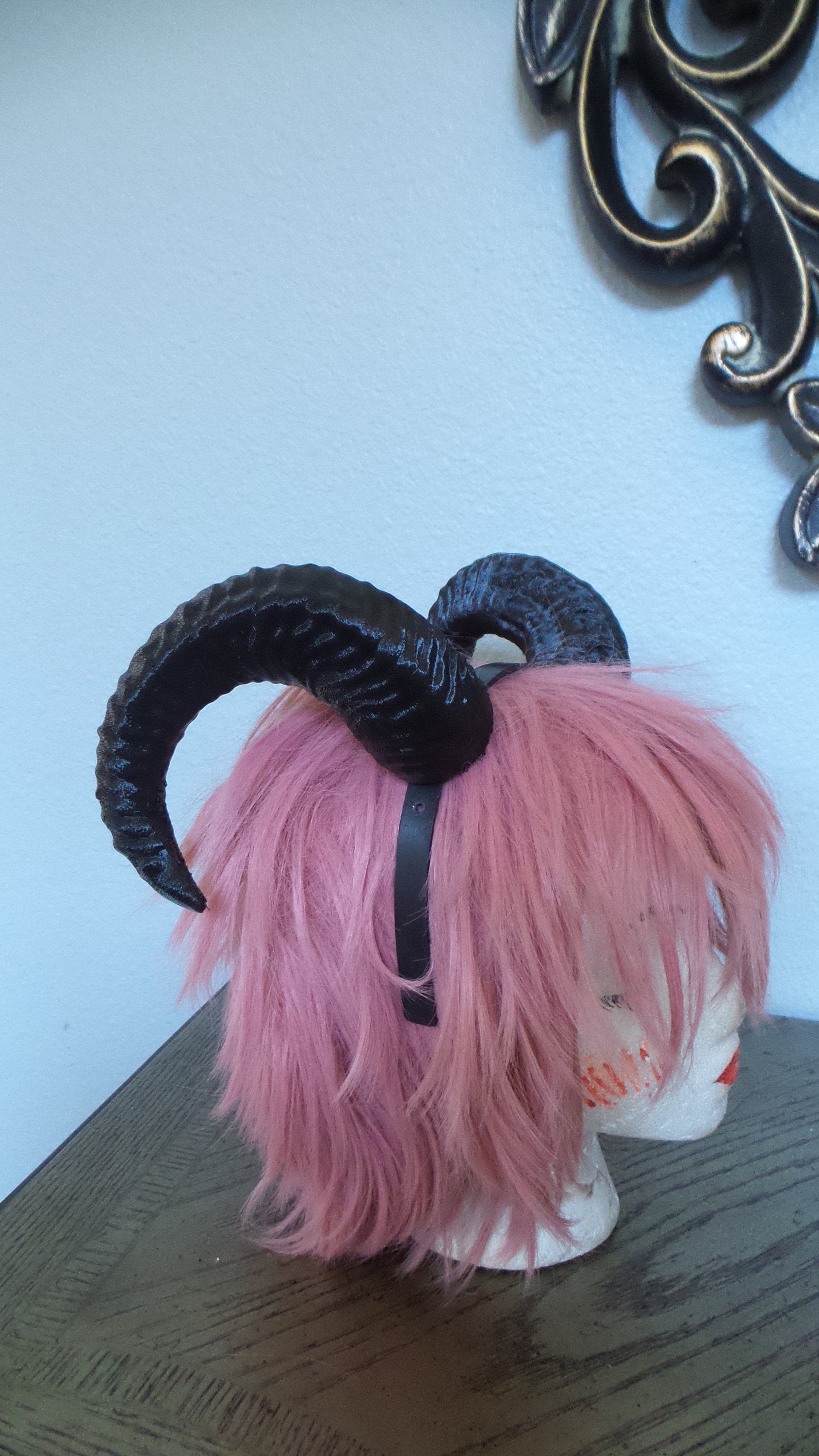 NEW ARRIVAL RAM horns headband 3D printed cosplay comicon fantasy horns  wow large black horned headband black ram horns - Mud And Majesty