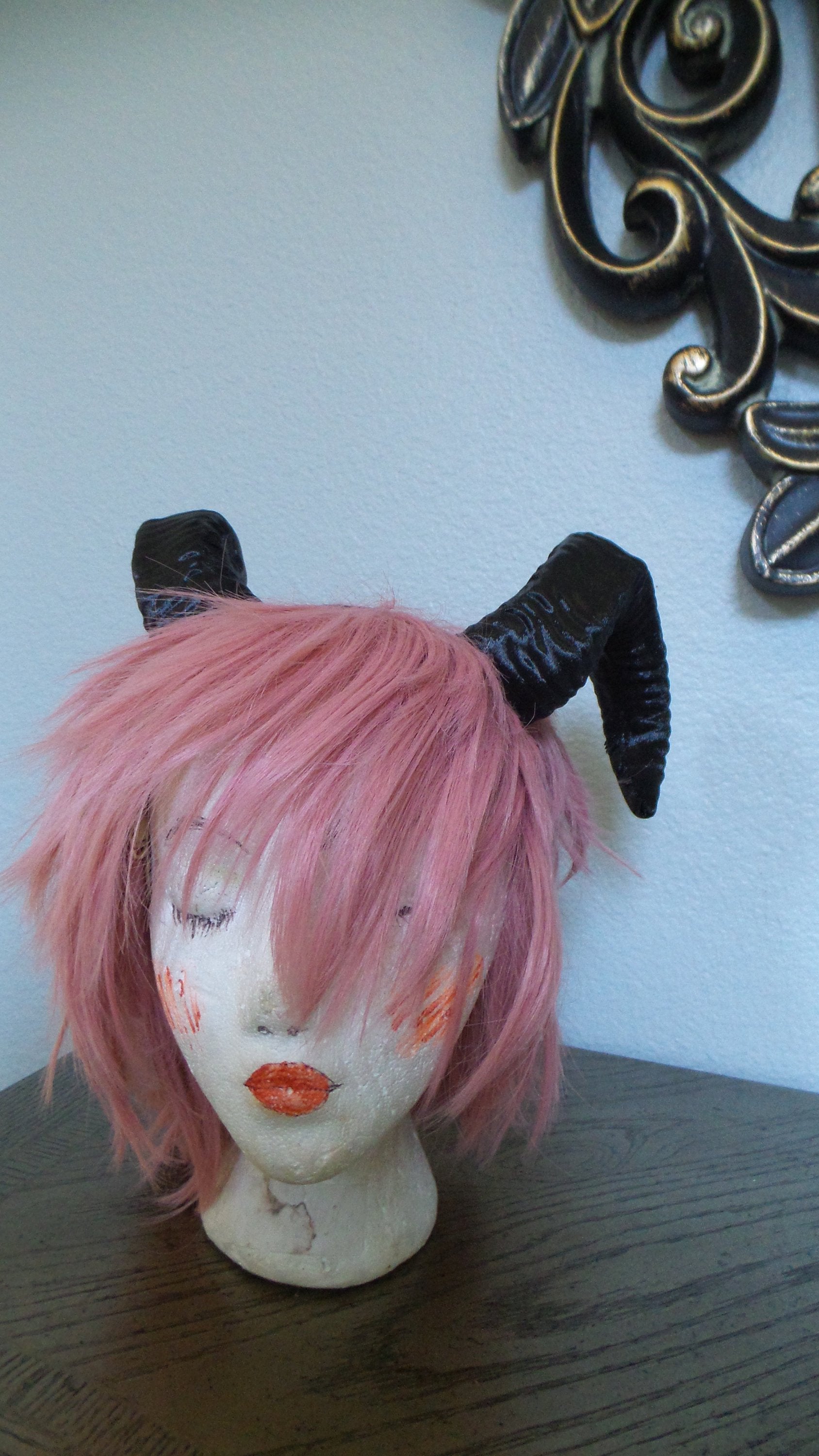 NEW ARRIVAL RAM horns headband 3D printed cosplay comicon fantasy horns  wow large black horned headband black ram horns - Mud And Majesty