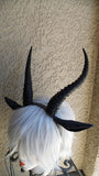 Gazelle horned headband with ears combo Elvish Larp headdress black animal horns 3D print - Mud And Majesty