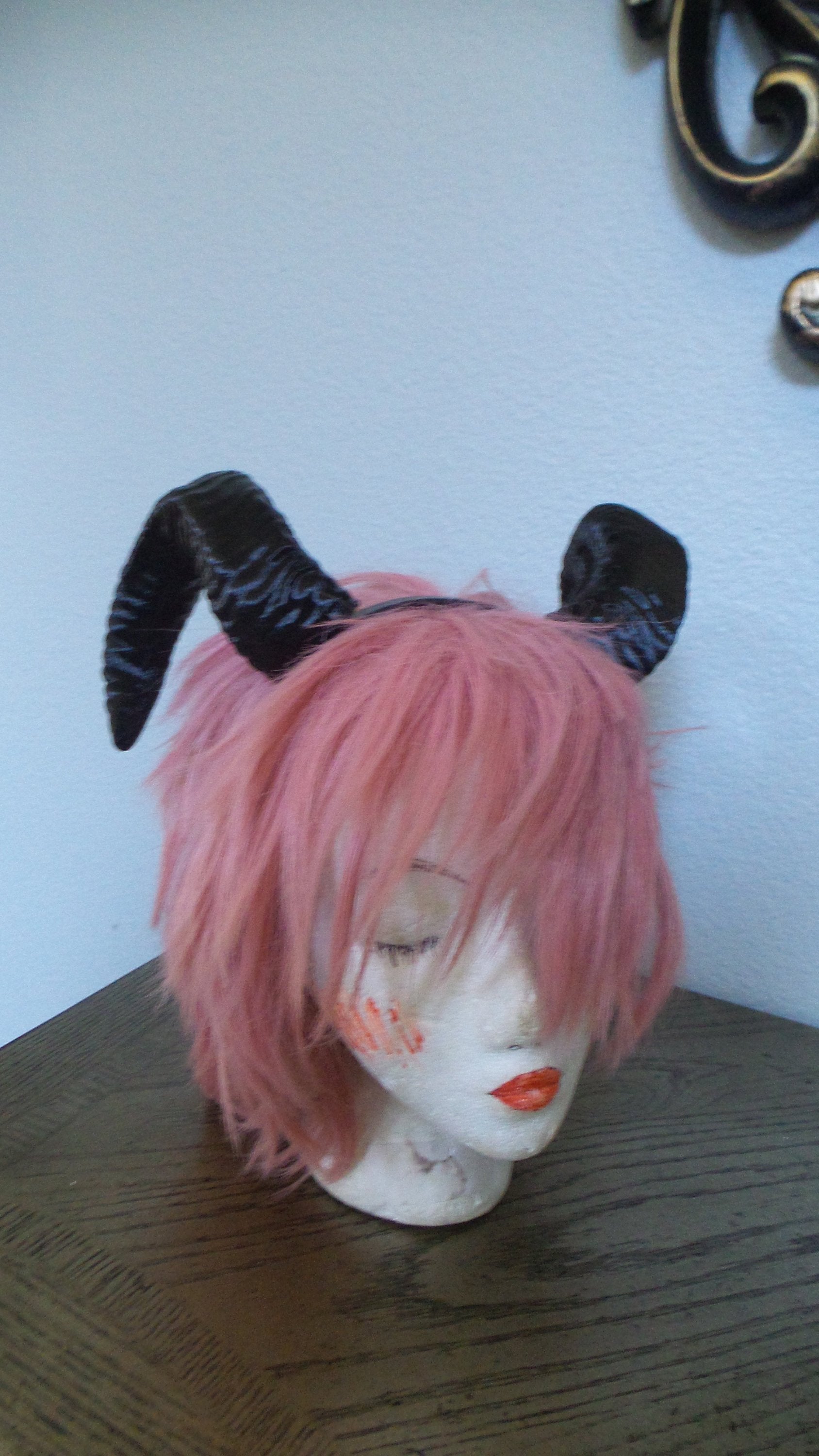 NEW ARRIVAL RAM horns headband 3D printed cosplay comicon fantasy horns  wow large black horned headband black ram horns - Mud And Majesty
