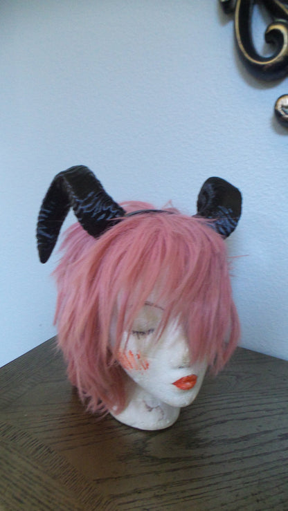 NEW ARRIVAL RAM horns headband 3D printed cosplay comicon fantasy horns  wow large black horned headband black ram horns - Mud And Majesty