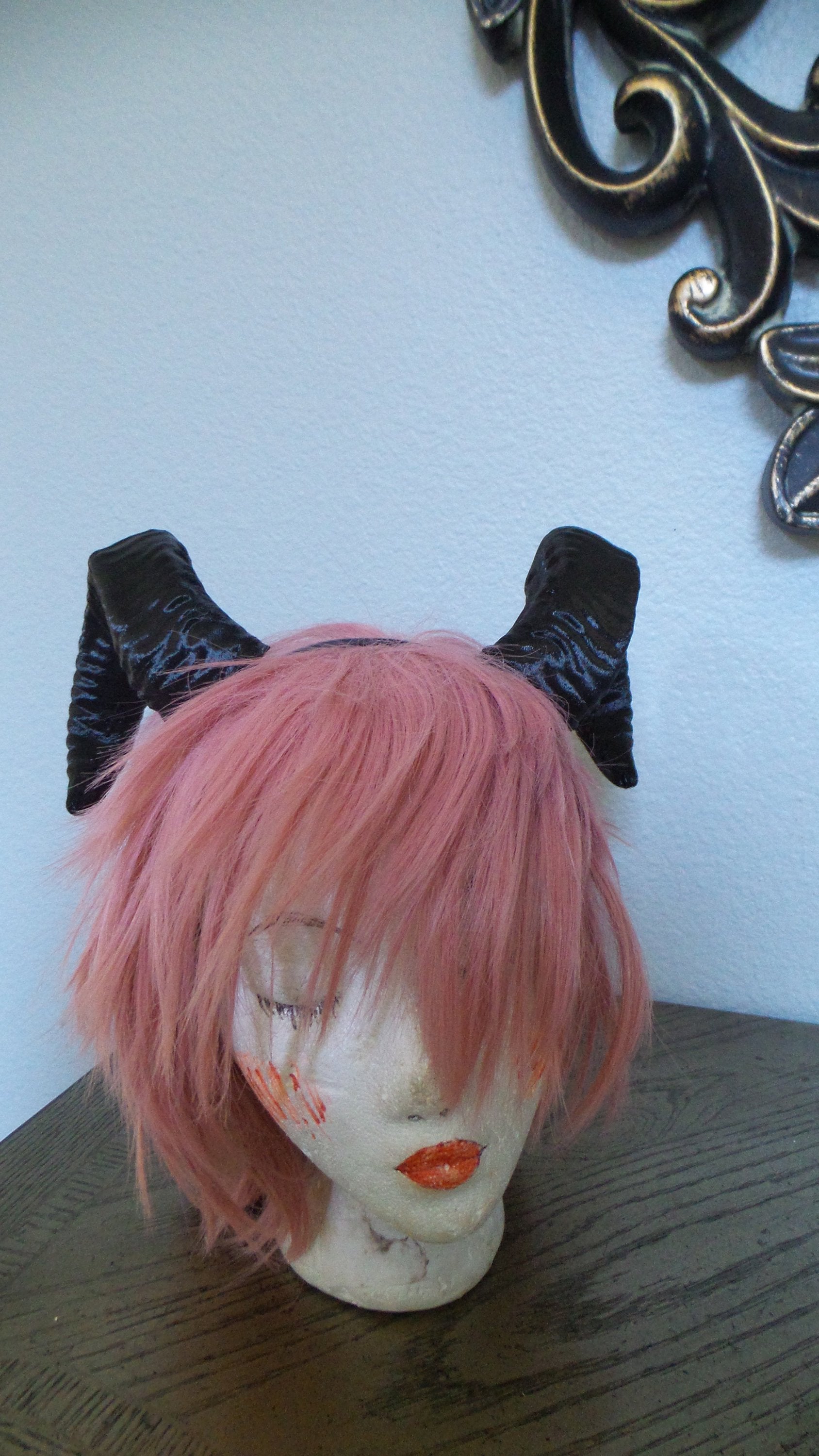 NEW ARRIVAL RAM horns headband 3D printed cosplay comicon fantasy horns  wow large black horned headband black ram horns - Mud And Majesty
