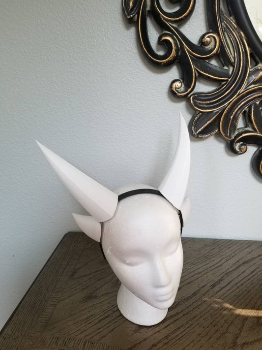 Dragon inspired 3d printed Double set horns on headband DIY costume addition dragon ears four horned beast set lizzard horns paintable set - Mud And Majesty