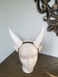 Dragon inspired 3d printed Double set horns on headband DIY costume addition dragon ears four horned beast set lizzard horns paintable set - Mud And Majesty