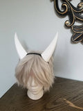 Dragon inspired 3d printed lightweight set horns on headband DIY costume addition dragon ears horned beast set lizzard horns paintable set - Mud And Majesty