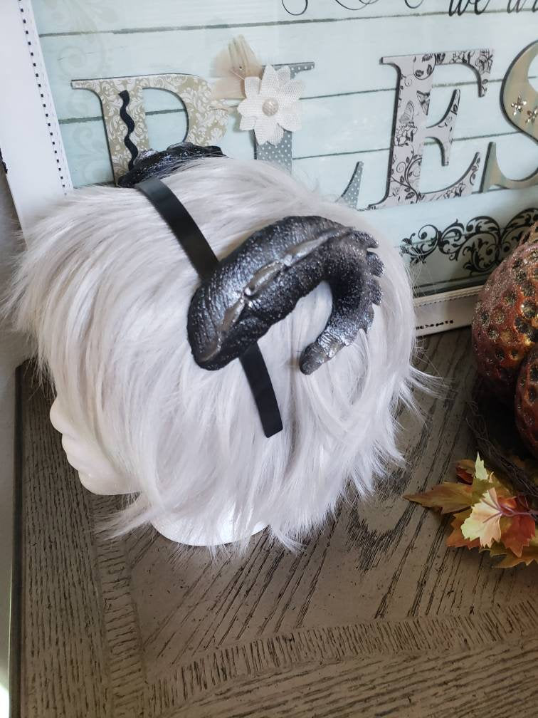NEW ARRIVAL Small Snap Dragon curled ram horns horned headband 3D printed cosplay comicon fantasy fursuit horns wow curly black sheep horns - Mud And Majesty