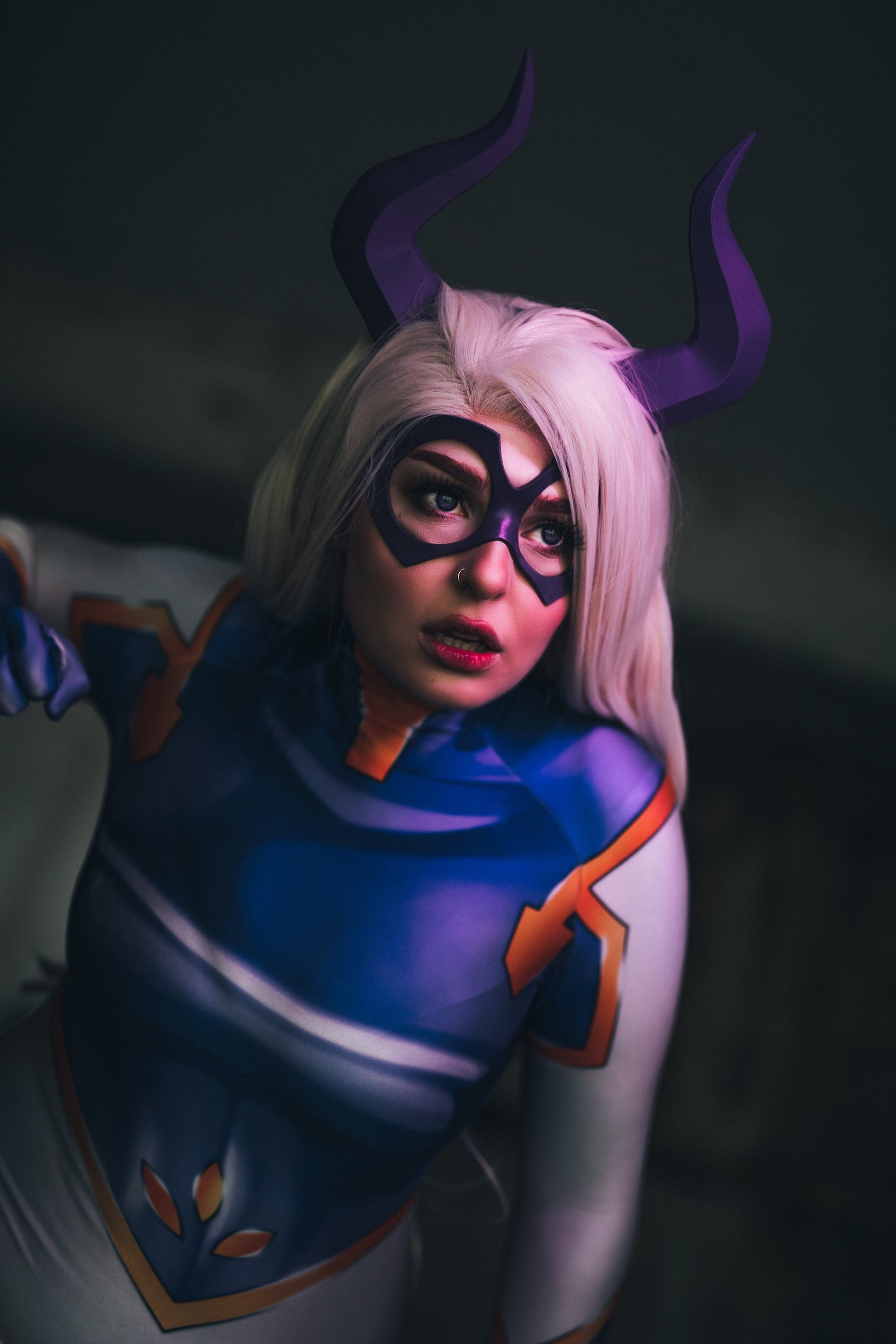 Mt Lady inspired Matador-Bull-horns-purple 3D printed light and seamless headband comic-con cosplay horns - Mud And Majesty