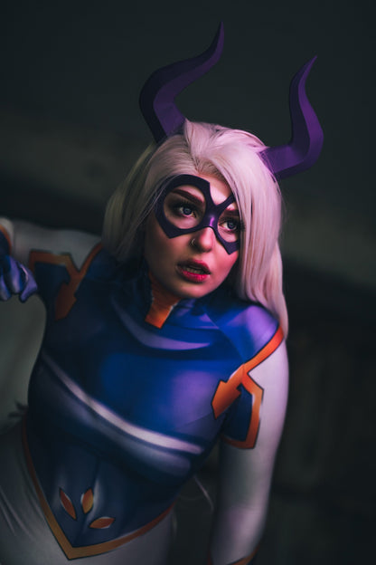 Mt Lady inspired Matador-Bull-horns-purple 3D printed light and seamless headband comic-con cosplay horns - Mud And Majesty