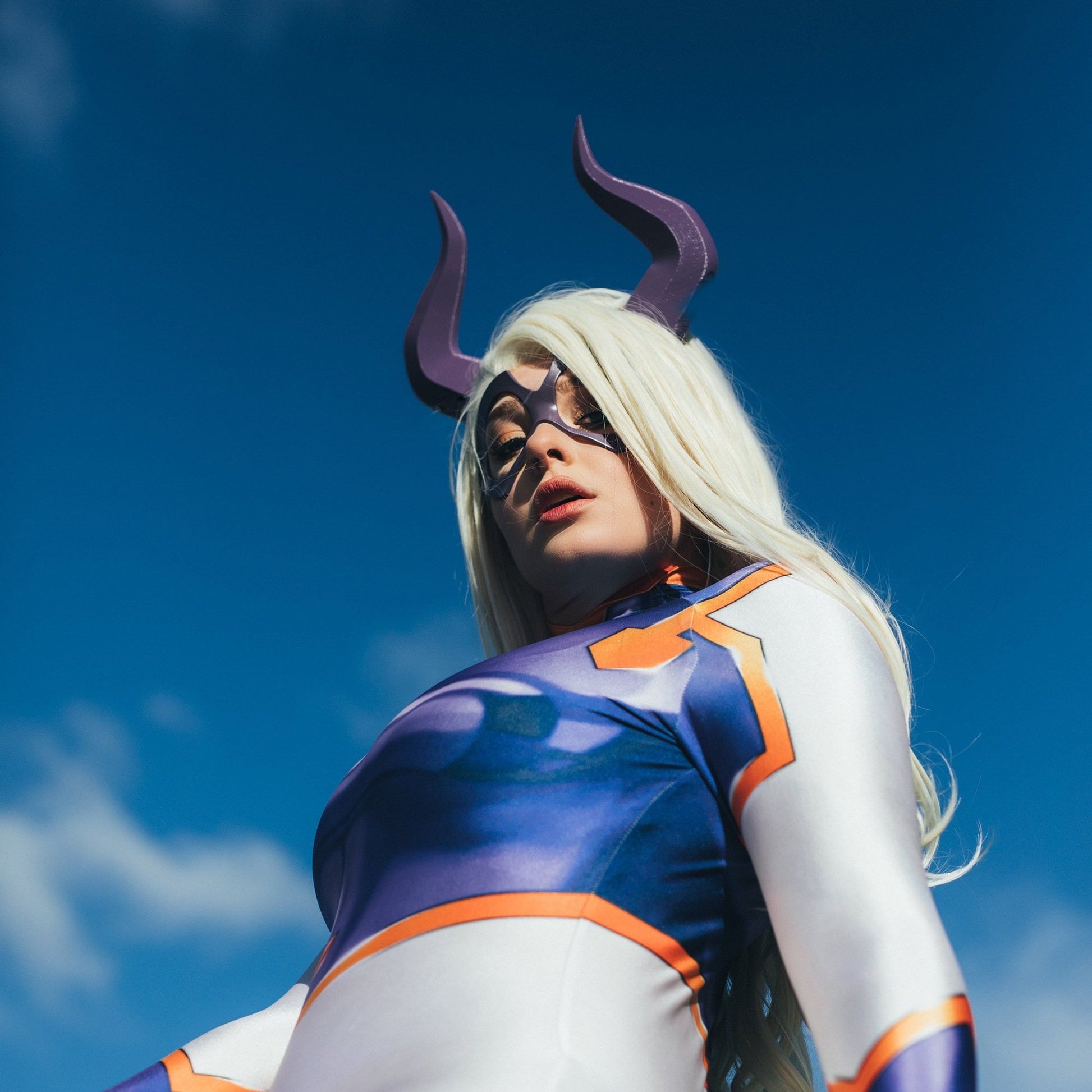 Mt Lady inspired Matador-Bull-horns-purple 3D printed light and seamless headband comic-con cosplay horns - Mud And Majesty