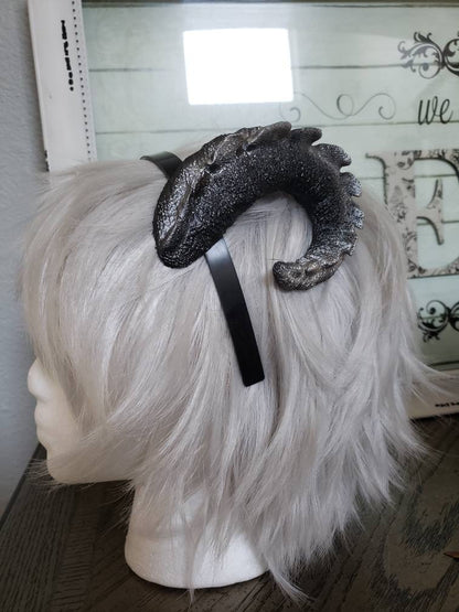 NEW ARRIVAL Small Snap Dragon curled ram horns horned headband 3D printed cosplay comicon fantasy fursuit horns wow curly black sheep horns - Mud And Majesty