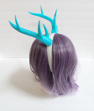 Aqua- Doe/Deer Antlers Horns  3D Printed (Ultra Light Weight Plastic) Blue Reindeer Antlers Reindeer headdress - Mud And Majesty