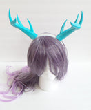 Aqua- Doe/Deer Antlers Horns  3D Printed (Ultra Light Weight Plastic) Blue Reindeer Antlers Reindeer headdress - Mud And Majesty