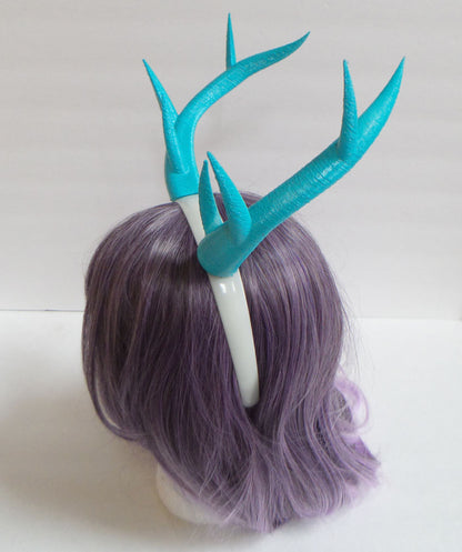 Aqua- Doe/Deer Antlers Horns  3D Printed (Ultra Light Weight Plastic) Blue Reindeer Antlers Reindeer headdress - Mud And Majesty