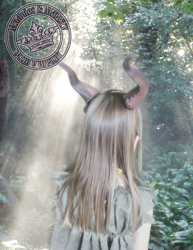 NEW ADDITION! Young child Maleficent Inspired 8" Play Time  Horns  3D Printed (Ultra Light Weight Plastic) - Mud And Majesty