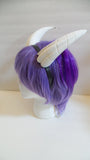 Goat fantasy 3d printed horns multi mounting and color options horns on headband black white gray - Mud And Majesty