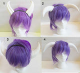 Goat fantasy 3d printed horns  multi mounting and color options horns on headband black white gray - Mud And Majesty
