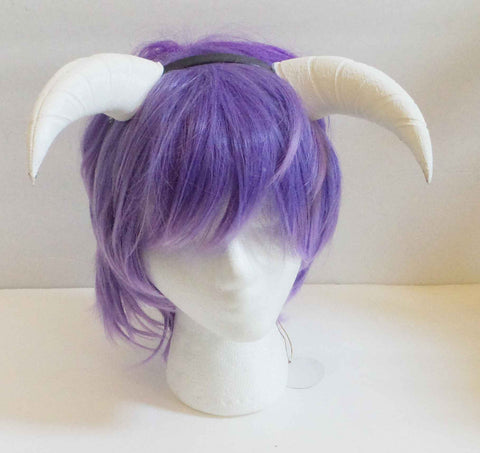Goat fantasy 3d printed horns multi mounting and color options horns on headband black white gray - Mud And Majesty