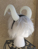 Glow in the Dark Ox Ram Fantasy Cosplay Horns Horned Headband blue or green glow - Mud And Majesty