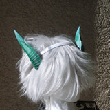 Deanerys Dragon inspired 3d printed horns on headband DIY costume addition dragon ears green lizzard horns - Mud And Majesty