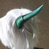 Deanerys Dragon inspired 3d printed horns on headband DIY costume addition dragon ears green lizzard horns - Mud And Majesty
