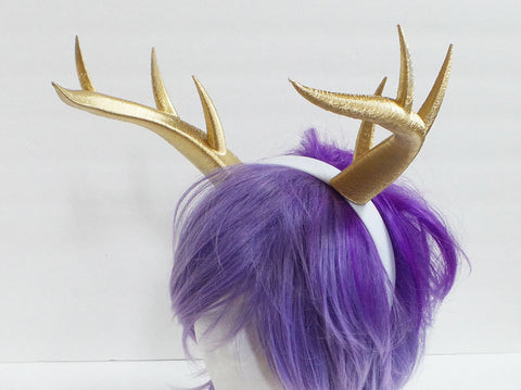 Gold Christmas Doe Deer Antlers Horns 3D Printed Ultra Light