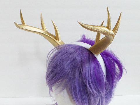 Gold Christmas Doe/Deer Antlers Horns  3D Printed (Ultra Light Weight Plastic)gold Reindeer Antlers Reindeer headdress - Mud And Majesty