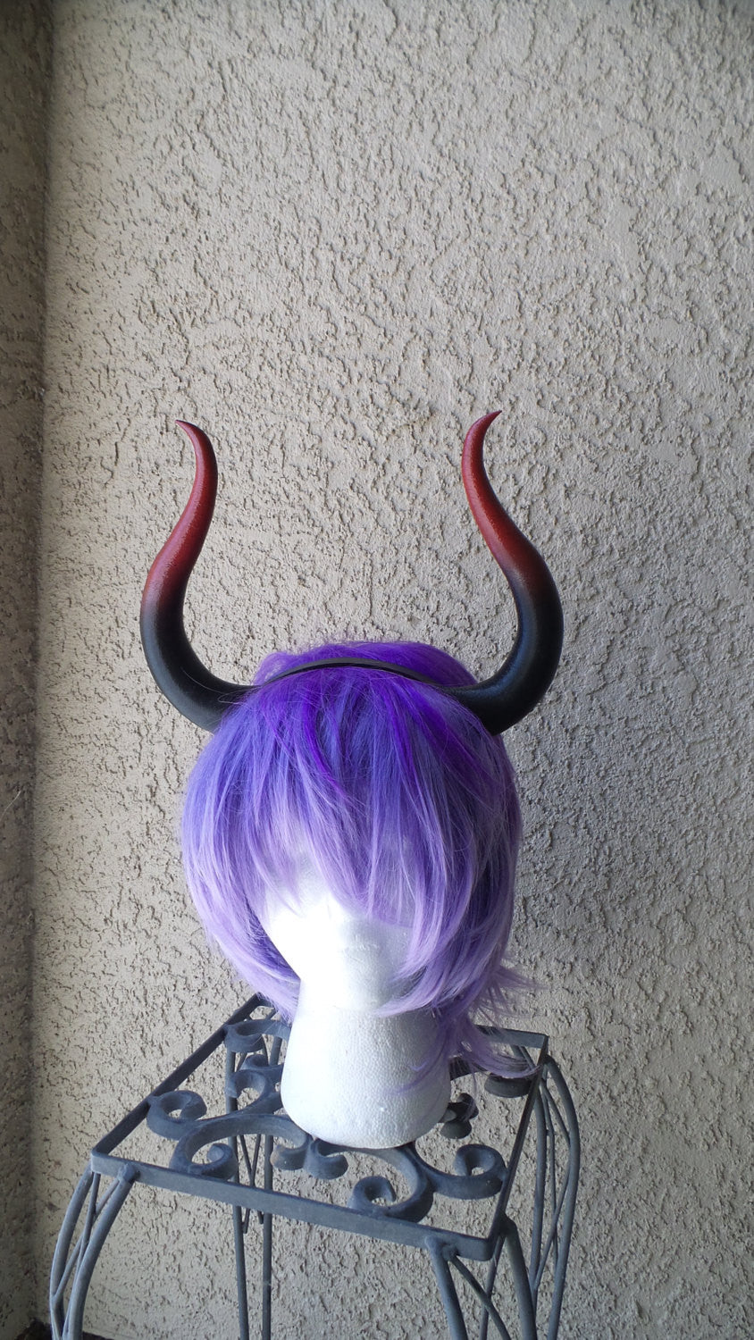 Matador-Bull-horns-Ombre-Black and-Red horned headband comic-con cosplay horns - Mud And Majesty