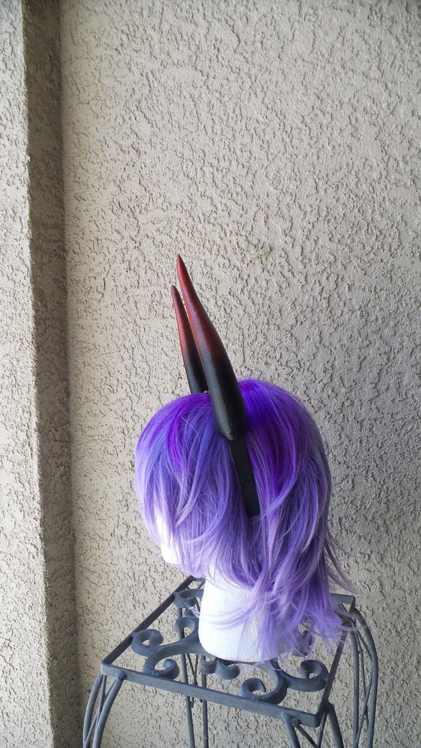 Matador-Bull-horns-Ombre-Black and-Red horned headband comic-con cosplay horns - Mud And Majesty